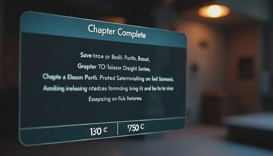 game chapter complete screen marking the moment for notebook prompts