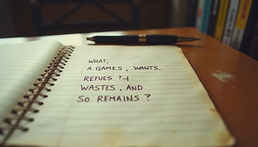 A handwritten page listing four review questions about what a game wants and what remains